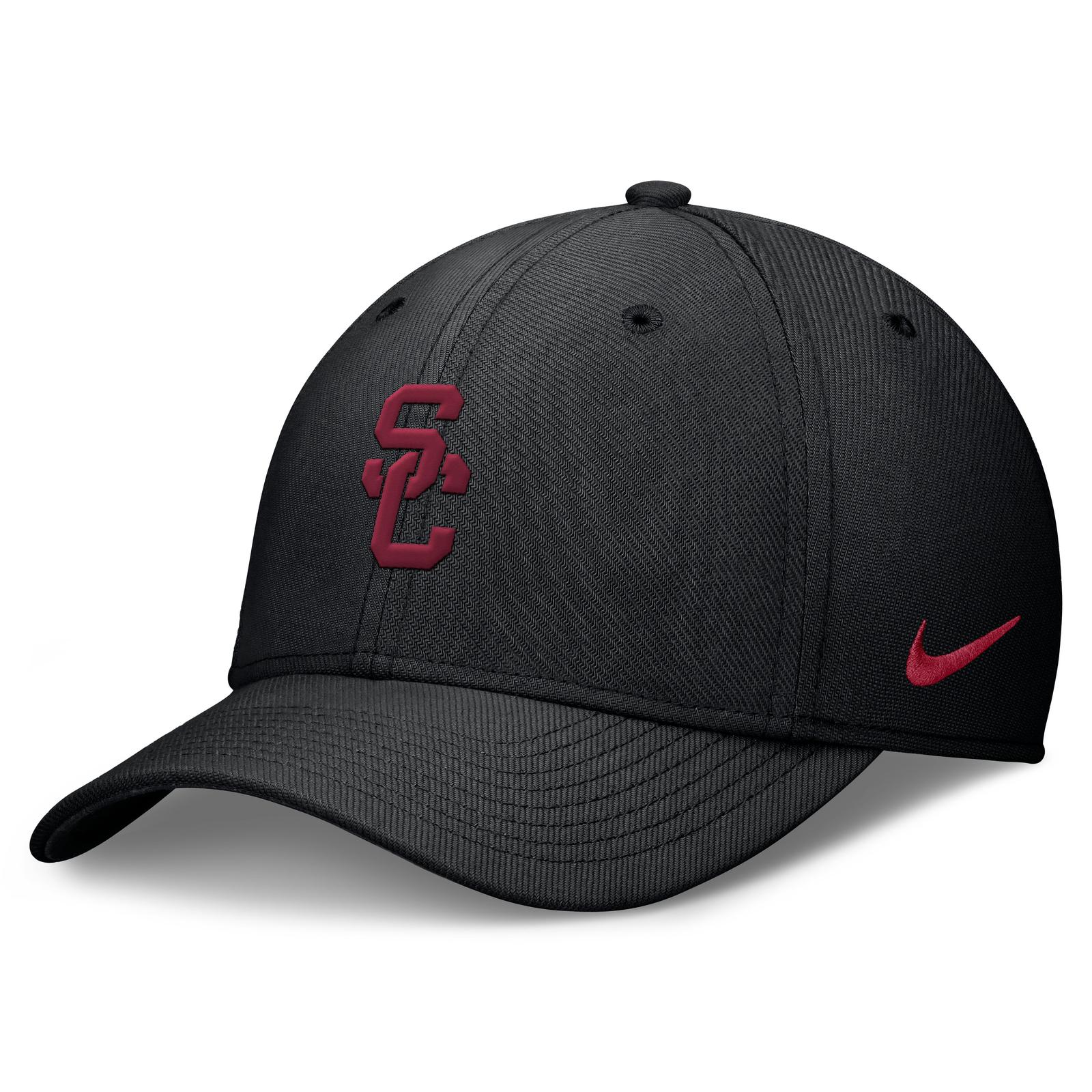 USC Trojans Nike Black SC Interlock Structured Swooshflex Fitted Hat 1